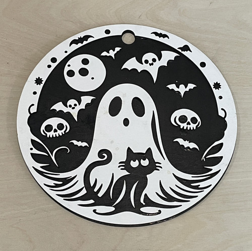 Wall Art - Halloween / SH-HWA-43: Ghost with Cat