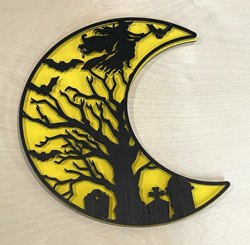 Wall Art - Halloween / SH-HWA-62: Graveyard Moon (Black / Yellow)