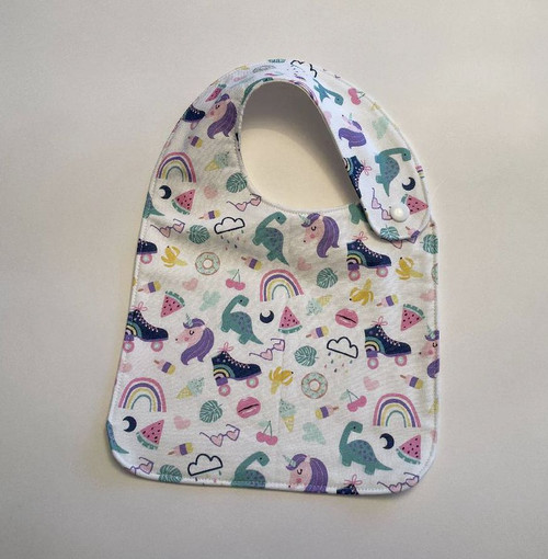 Baby Bibs / BI-B-59: Dinos (White) - Square