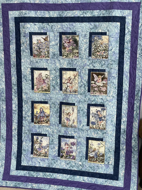 Laps and Throws / Q-LT-18: 12 Fairies Panel (Purple and Blue)