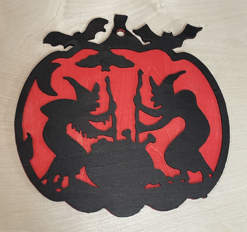 Wall Art - Halloween / SH-HWA-7: Witches Stirring Cauldron (Black / Red)
