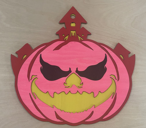 Wall Art - Halloween / SH-HWA-56: Scary Pumpkin (Fuchsia / Red)