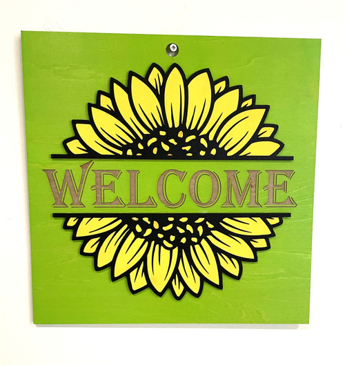 Wall Art - Words of Wisdom / HD-WAWI-53: Sunflower Welcome (Yellow / Green) - Panel