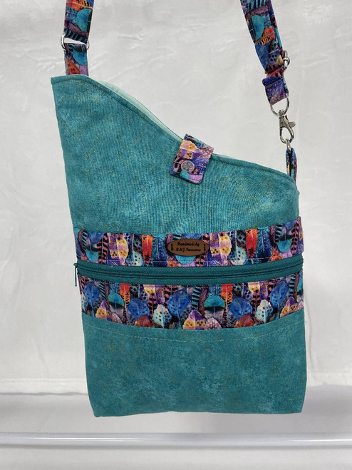 Cross Body Bags / HB-CB-6: Feathers (Teal)