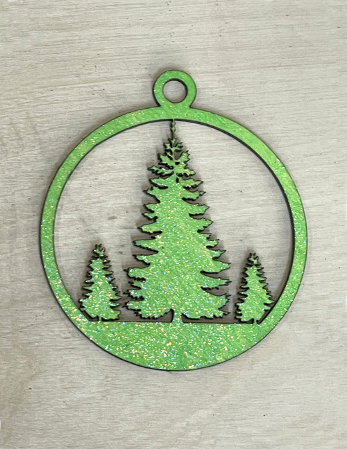 Christmas Tree Decorations / SH-CTD-96: Christmas Trees (Green Glitter)