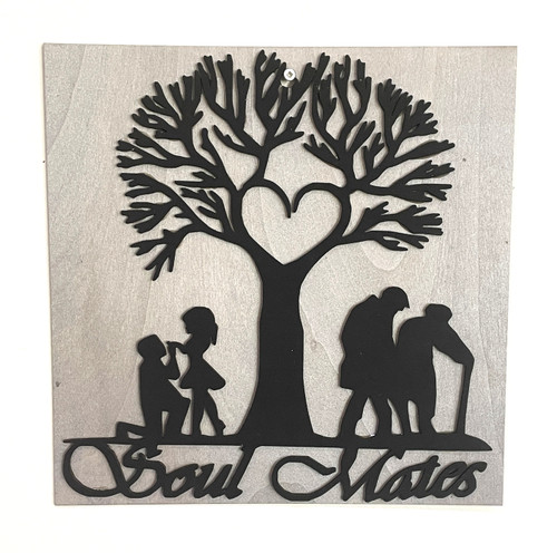 Romance - Valentines / HD-WAV-1: Soul Mates Plaque (Black / Grey) - Panel