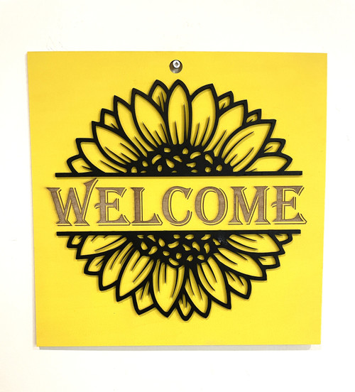 Wall Art - Words of Wisdom / HD-WAWI-52: Sunflower Welcome (Black / Yellow) - Panel