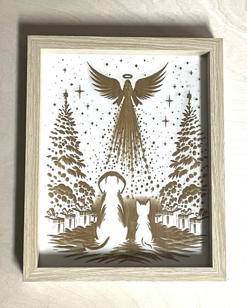 Wall Art - Words of Wisdom / HD-WAWI-350: Engraved Image: Christmas Buddies - 8 x 10 Laser Engraved Picture with Black Frame