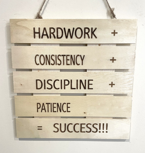 Wall Art - Words of Wisdom / HD-WAWI-1736: Hardwork - Success (Natural) - Laser Engraved Panel