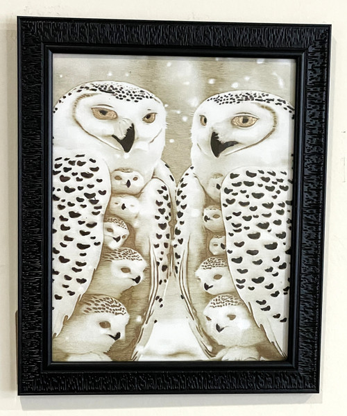 Wall Art - Words of Wisdom / HD-WAWI-8004: Engraved Image: Owls - 8 x 11 Engraving - Black Frame