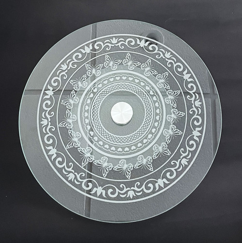 Wall Art - Words of Wisdom / HD-WAWI-3027: Glass Lazy Susan - Butterfly Delights Design - 1/4" Tempered Glass