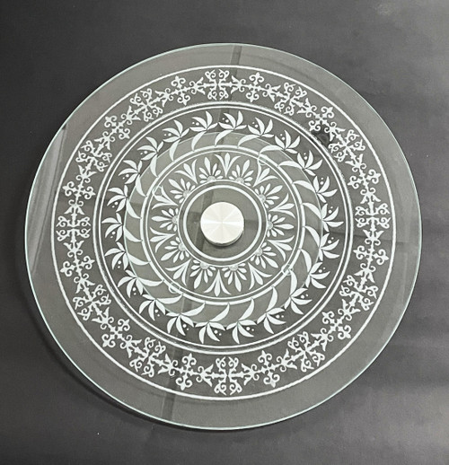 Wall Art - Words of Wisdom / HD-WAWI-3035: Glass Lazy Susan - Leaf Design - 1/4" Tempered Glass