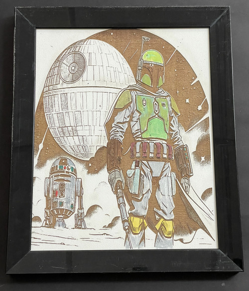 Wall Art - Words of Wisdom / HD-WAWI-9005: Engraved Image: Star Wars Boba Fett - 8 x 11 Engraving - Black Frame