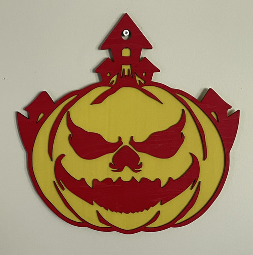 Wall Art - Halloween / SH-HWA-51: Scary Pumpkin (Yellow / Red)