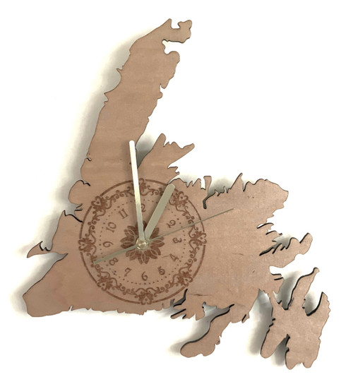 Clocks - Newfoundland Motifs / HD-CN-4: Newfoundland Island Clock (Natural)
