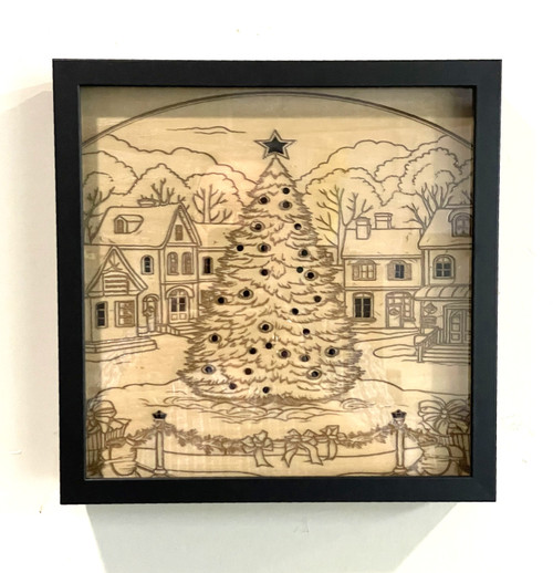 Wall Art - Words of Wisdom / HD-WAWI-78: Engraved Image: Christmas Street Scene - Shadow Box