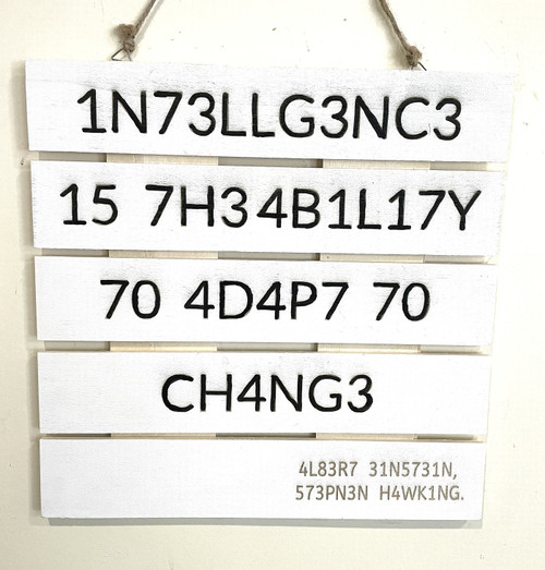Wall Art - Words of Wisdom / HD-WAWI-1726: Intelligence To Adapt - Laser Engraved Panel
