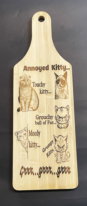 Wall Art - Words of Wisdom / HD-WAWI-1951: Annouyed Kitty…Touchy Kitty… (Natural) - Cutting Board Panel