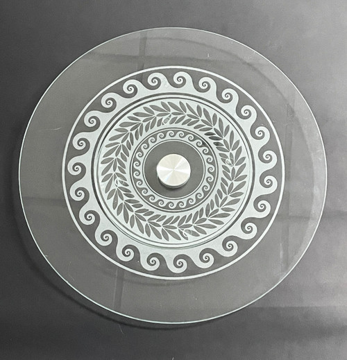 Wall Art - Words of Wisdom / HD-WAWI-3026: Glass Lazy Susan - Waves Geometric Design - 1/4" Tempered Glass
