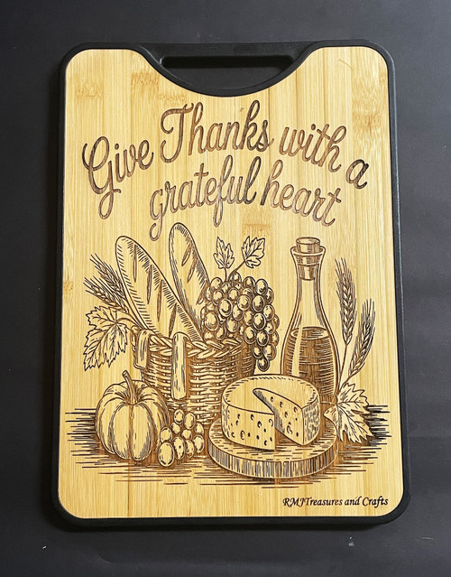Wall Art - Words of Wisdom / HD-WAWI-9022: Give Thanks with a Grateful Heart (Natural) - 2 Sided - Cutting Board Panel
