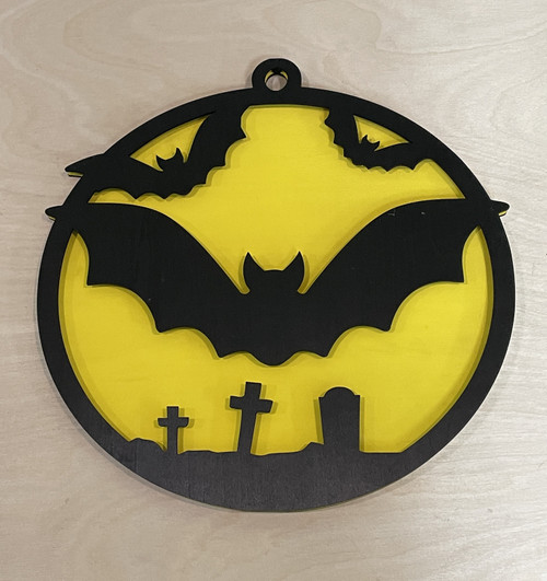 Wall Art - Halloween / SH-HWA-14: Graveyard Bats (Black / Yellow)