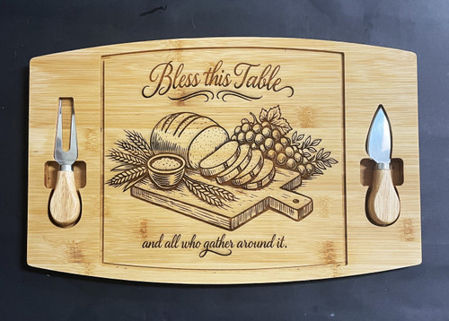 Wall Art - Words of Wisdom / HD-WAWI-9021B: Bless This Table (Natural) - 2 Sided - Cutting Board Panel