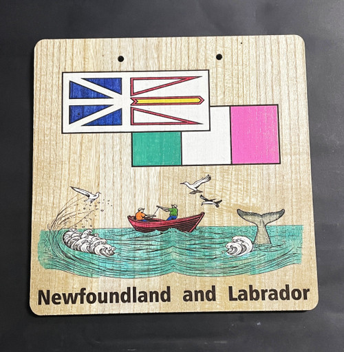 Wall Art - Words of Wisdom / HD-WAWI-9074B: Newfoundland Fishing Boat and Whale (Natural) - Laser Engraved Panel