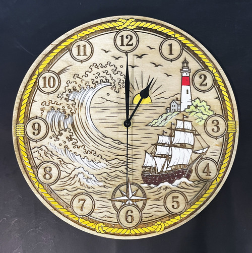 Wall Art - Words of Wisdom / HD-WAWI-9300: Boat and Lighthouse Scene - Clock