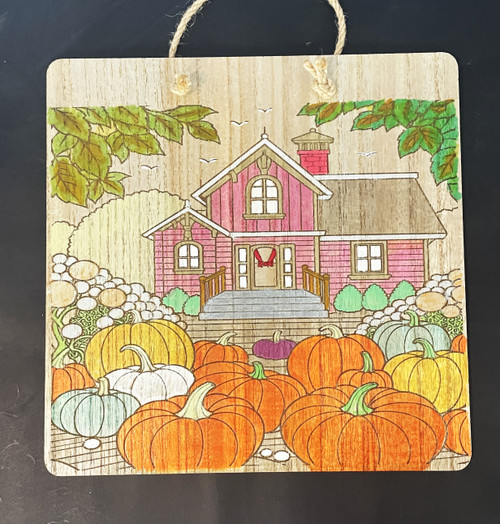 Wall Art - Words of Wisdom / HD-WAWI-9307: Fall House Scene (Natural) - Laser Engraved Panel