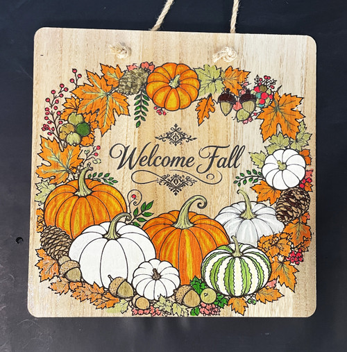 Wall Art - Words of Wisdom / HD-WAWI-9316: Welcome Fall (Natural) - Laser Engraved Panel
