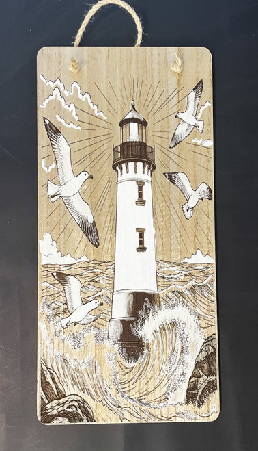 Wall Art - Words of Wisdom / HD-WAWI-9328: Lighthouse Scene (Natural) - Laser Engraved Panel