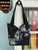 Purses / HB-P-3: Black and Grey Flowers - Half Circle