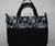 Purses / HB-P-4: Grey Flowers (Black - Rectangular Design)