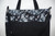 Purses / HB-P-4: Grey Flowers (Black - Rectangular Design)