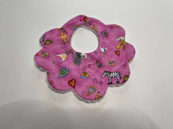 Baby Bibs - Scallop Edge / BI-BS-9: Safari (Pink) - Scallop Edge