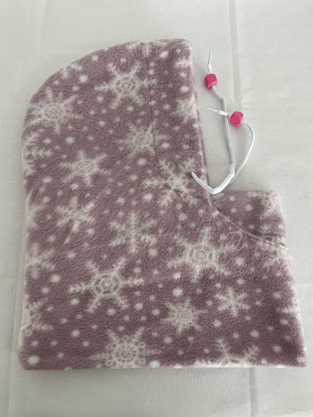 Hoodie Scarfs / H-HS-7: Pink Snowflakes
