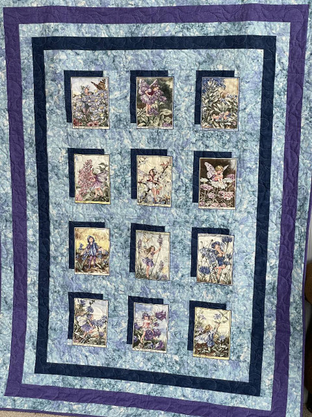 Laps and Throws / Q-LT-18: 12 Fairies Panel (Purple and Blue)