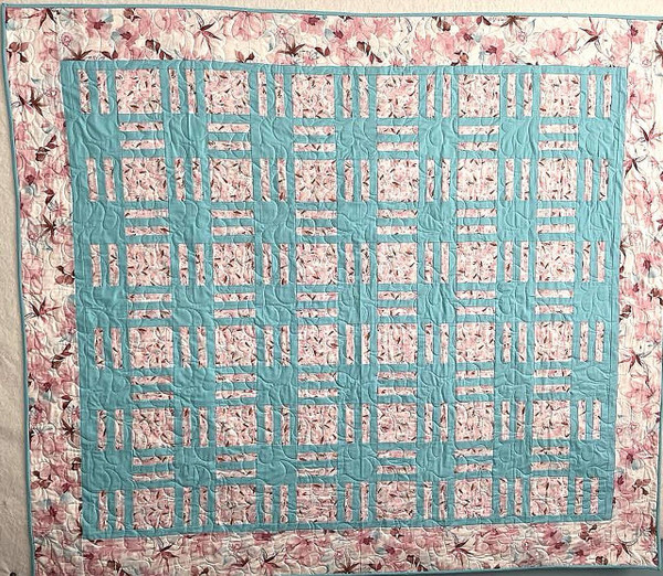 Twin or Single / Q-TS-23: Pink Flowers (Teal and Pink)