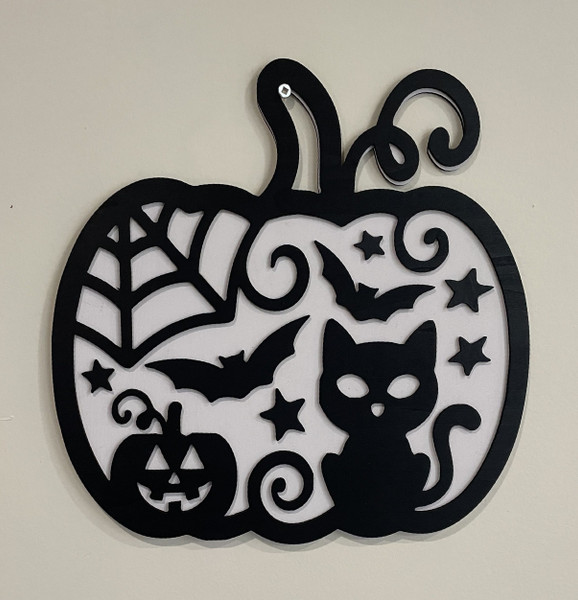 Wall Art - Halloween / SH-HWA-45: Cat Pumpkin (Black / Grey)