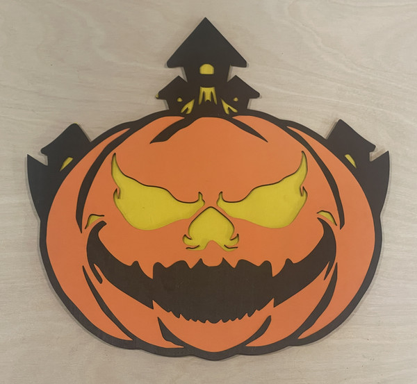 Wall Art - Halloween / SH-HWA-54: Scary Pumpkin (Orange / Black)