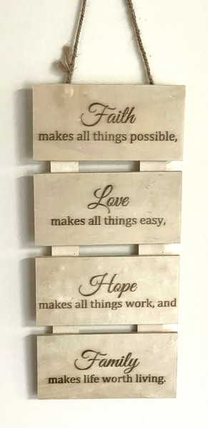 Wall Art - Words of Wisdom / HD-WAWI-3: Faith, Love, Hope and Family (Natural) - 4 Panel