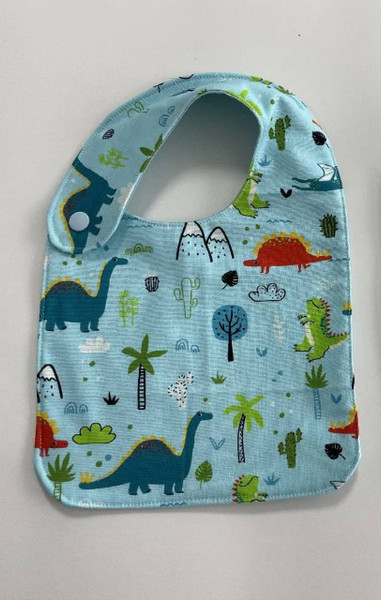 Baby Bibs / BI-B-1: Dino (Light Blue) - Square