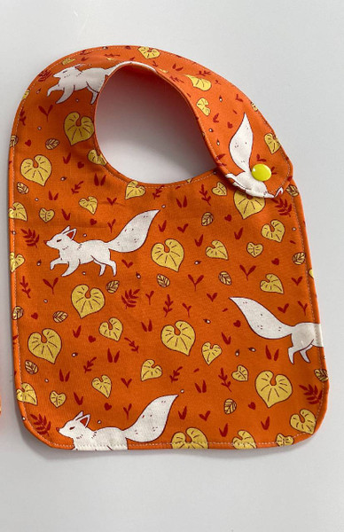Baby Bibs / BI-B-11: White Fox (Orange) - Square