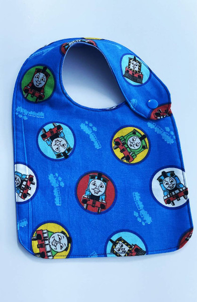 Baby Bibs / BI-B-33: Thomas Train (Blue) - Square
