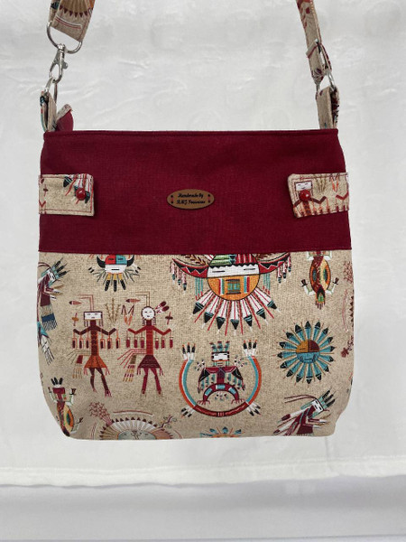 Cross Body Bags / HB-CB-7: Tribal (Burgundy Top)