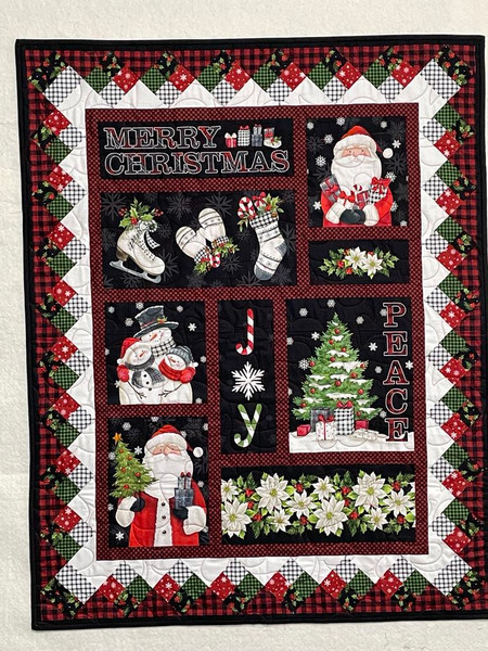Wall Hangings / Q-WH-24: Merry Christmas (Black and Reds)