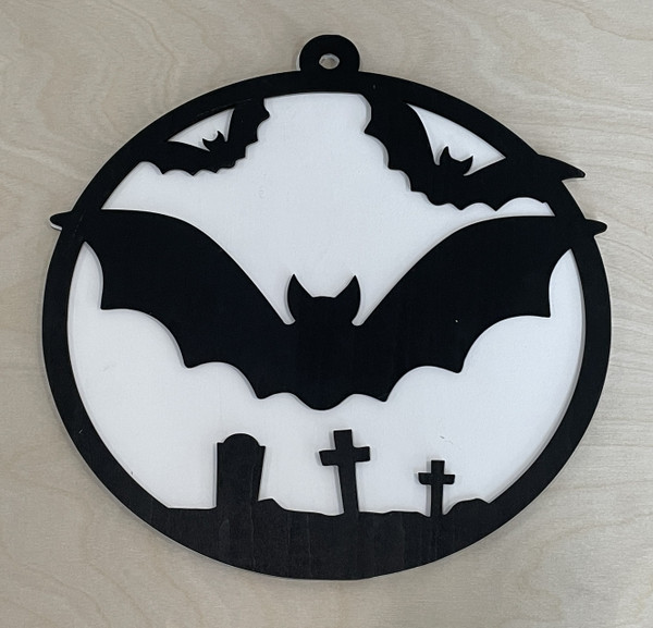 Wall Art - Halloween / SH-HWA-13: Graveyard Bats (Black / White)