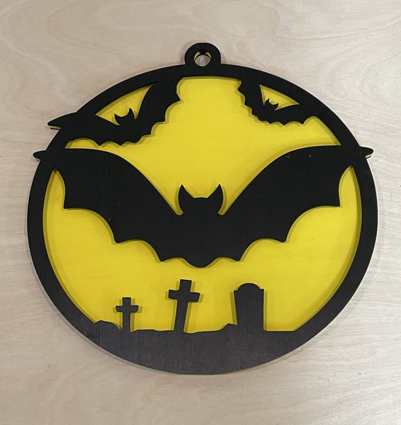 Wall Art - Halloween / SH-HWA-14: Graveyard Bats (Black / Yellow)