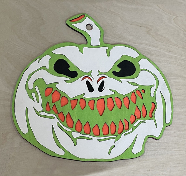 Wall Art - Halloween / SH-HWA-69: Scary Pumpkin (White / Orange)