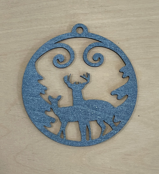 Christmas Tree Decorations / SH-CTD-46: Deer in the Trees (Blue)